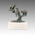 Animal Bronce Escultura Vela Oso Talla Deco Latón Estatua Tpal-099
